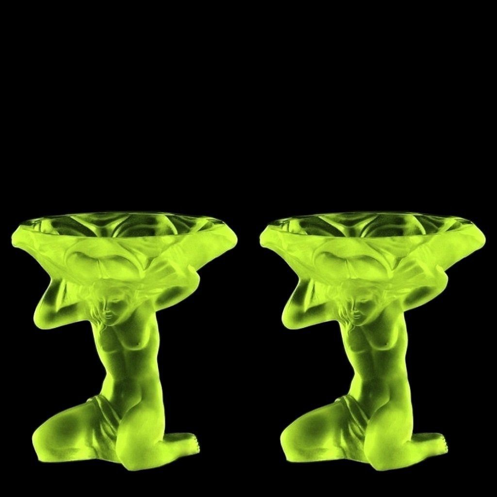 Art Deco Vaseline Uranium Collectible Glass 2 Jewelry Bowls H.Hoffmann: This pieces is a great addition to collection or a great gift. Timeless design - Top Qality Art Deco Collectible Art Glass Bowls. These pieces was made in Bohemia from the ORIGINAL antique vintage mol