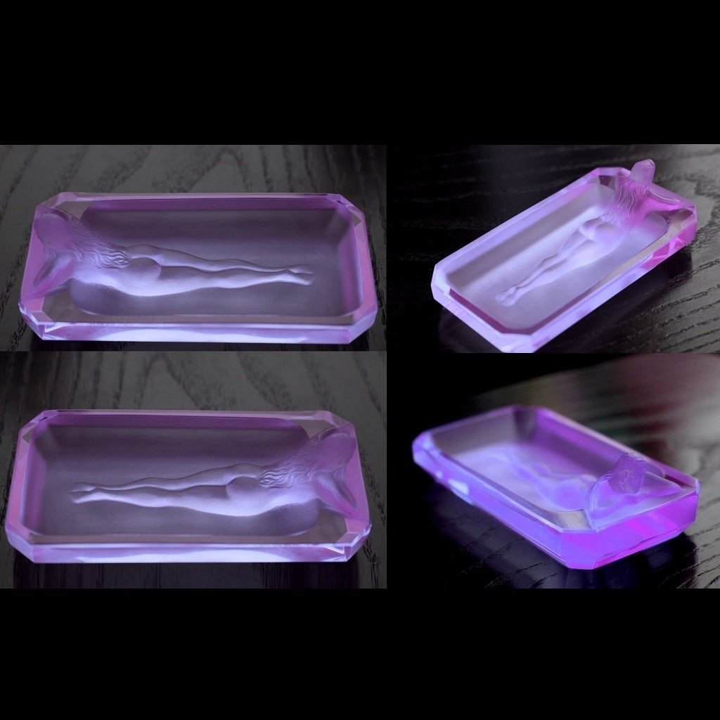 Art Deco Alexandrite Glass Lady Jewelry Bowl 1930' H.Hoffmann (1 of 2)