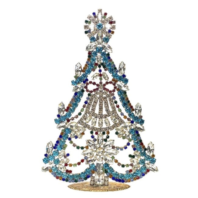 Vintage Rhinestones Standing Decorative Ornament Collectible Large Christmas Tree Icon: Vintage Standing Christmas Tree. Made in Czechoslovakia. Excellent condition. No missing stones. No damage. Height 8 '' ( 20 cm ), Width 7 1/2 '' ( 19 cm ). Fast delivery time worldwide: 2-6 days.