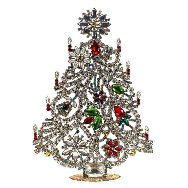 Vintage Rhinestones Standing Decorative Ornament Collectible Large Christmas Tree Icon: Vintage Standing Christmas Tree. Made in Czechoslovakia. Excellent condition. No missing stones. No damage. Height 8 '' ( 20 cm ), Width 8 1/2 '' ( 22 cm ). Fast delivery time worldwide: 2-6 days.