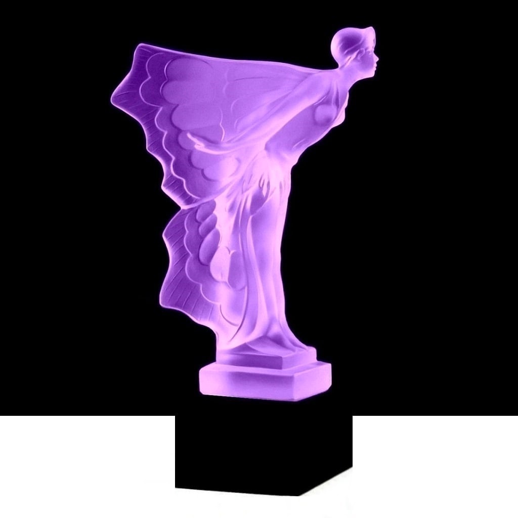 Art Deco Alexandrite Glass Sculpture Rolls Royce ' Flying Lady ' 1930' H.Hoffmann (1 of 1)