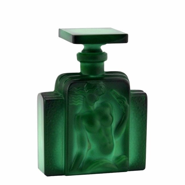 Art Deco Bohemian Malachite Collectible Glass Perfume Bottle 1930' H.Hoffmann (1 of 4)