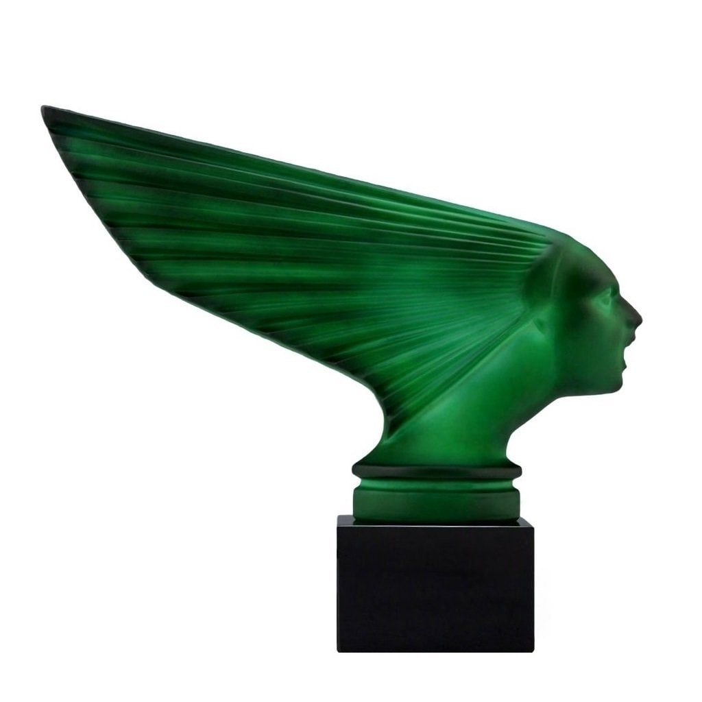 Art Deco Malachite Jade Glass Sculpture ' Victoire ' Car Mascot 1930' H.Hoffmann (1 of 6)