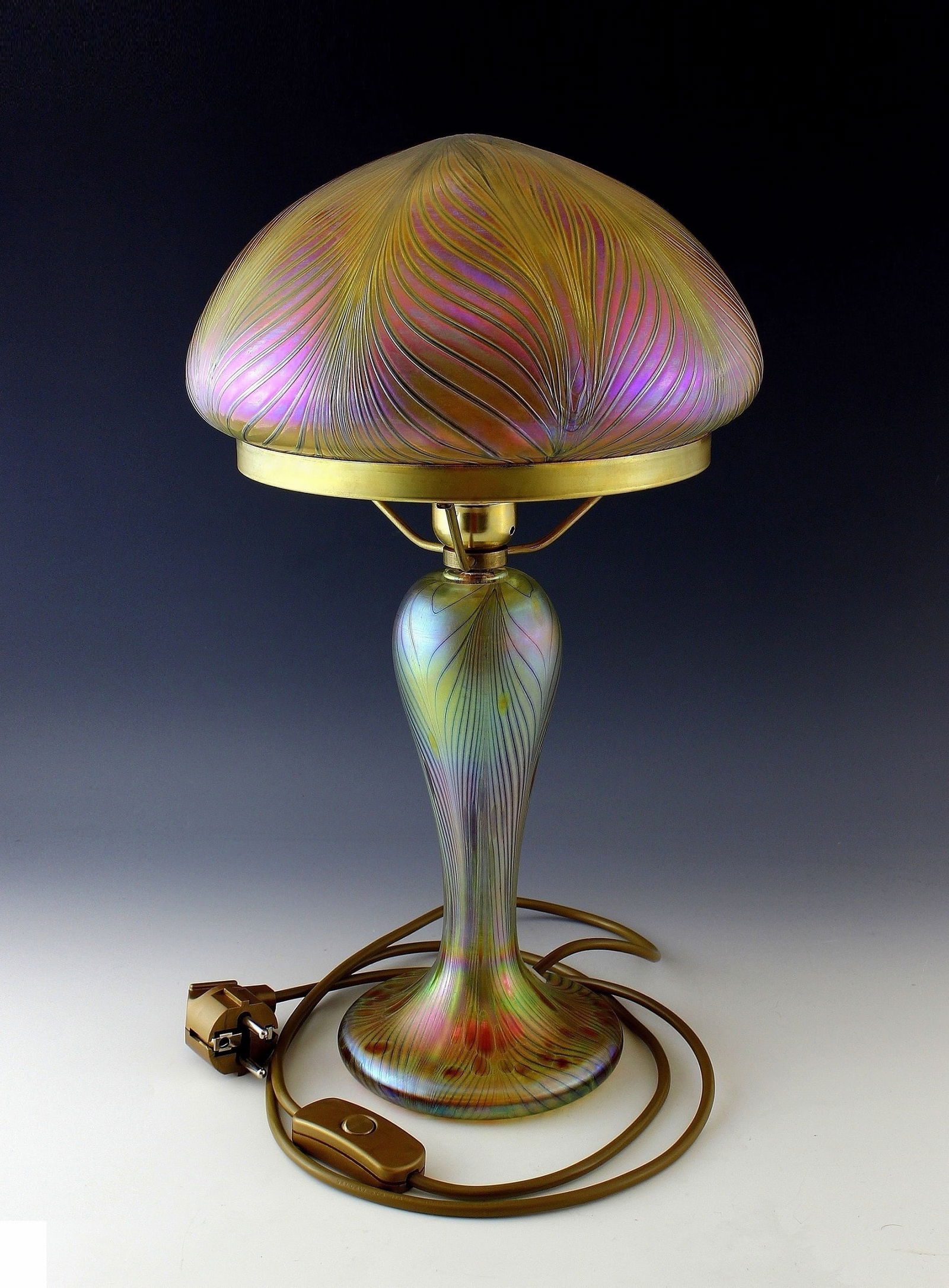 Art Nouveau Glass Large Lamp Glamorous Loetz or Tiffany Studios Decor (1 of 2)