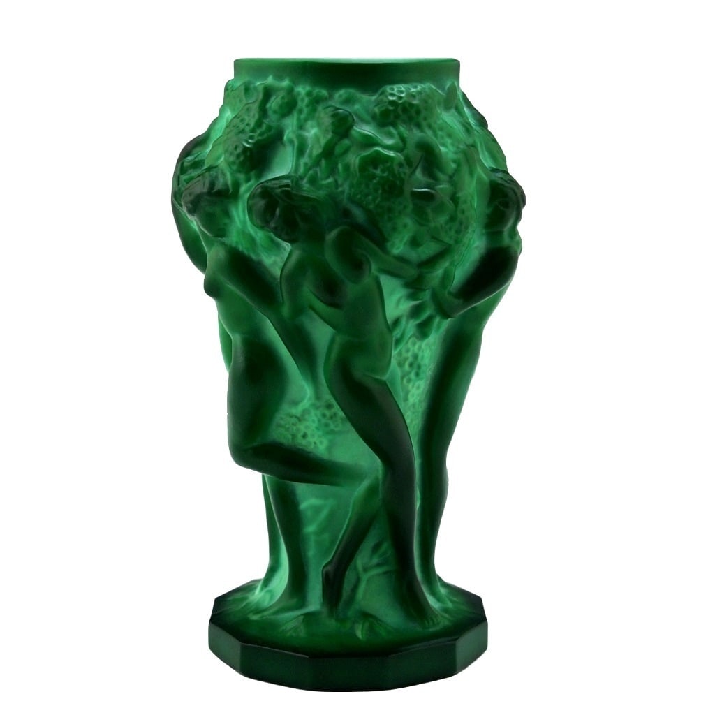 Art Deco Jade Malachite Glass Vase 1930' H.Hoffmann by Lalique (1 of 6)