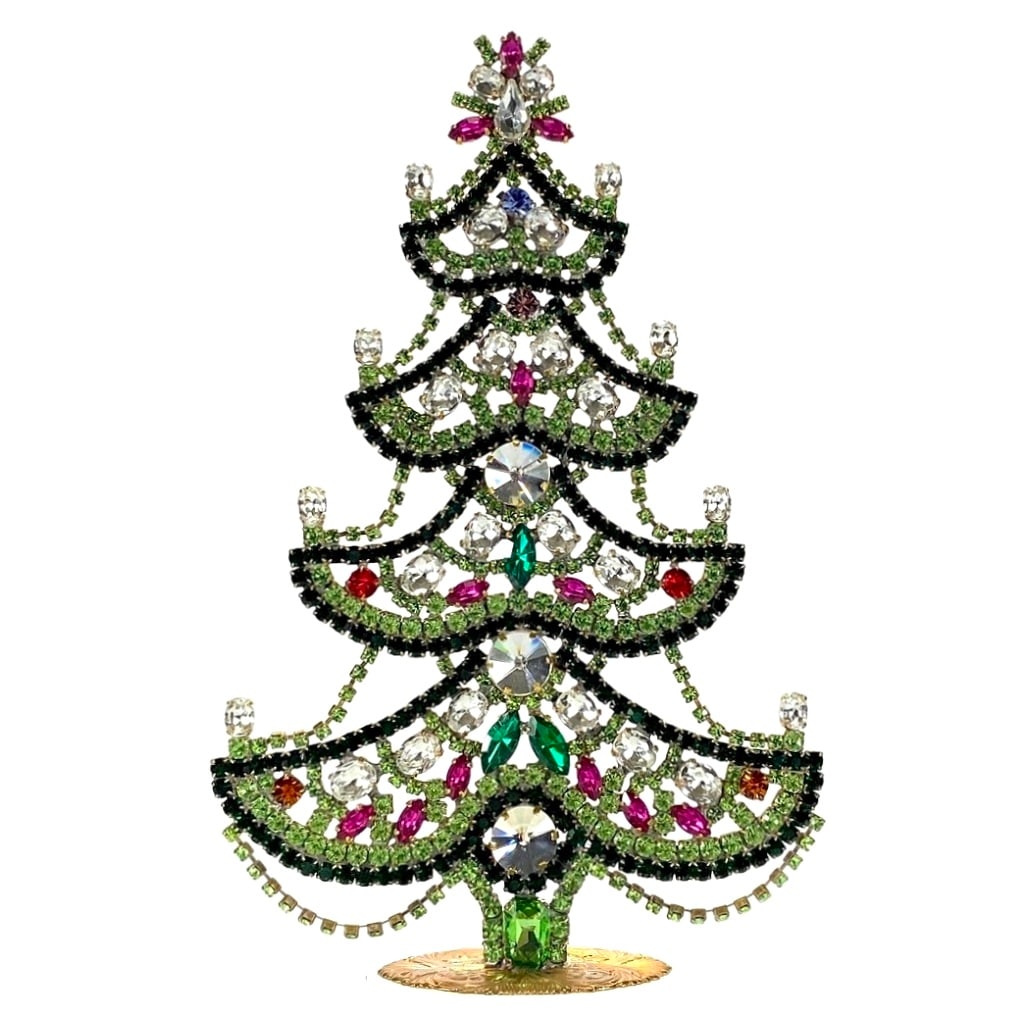 Vintage Rhinestones Standing Decorative Ornament Large Christmas Tree (1 of 2)