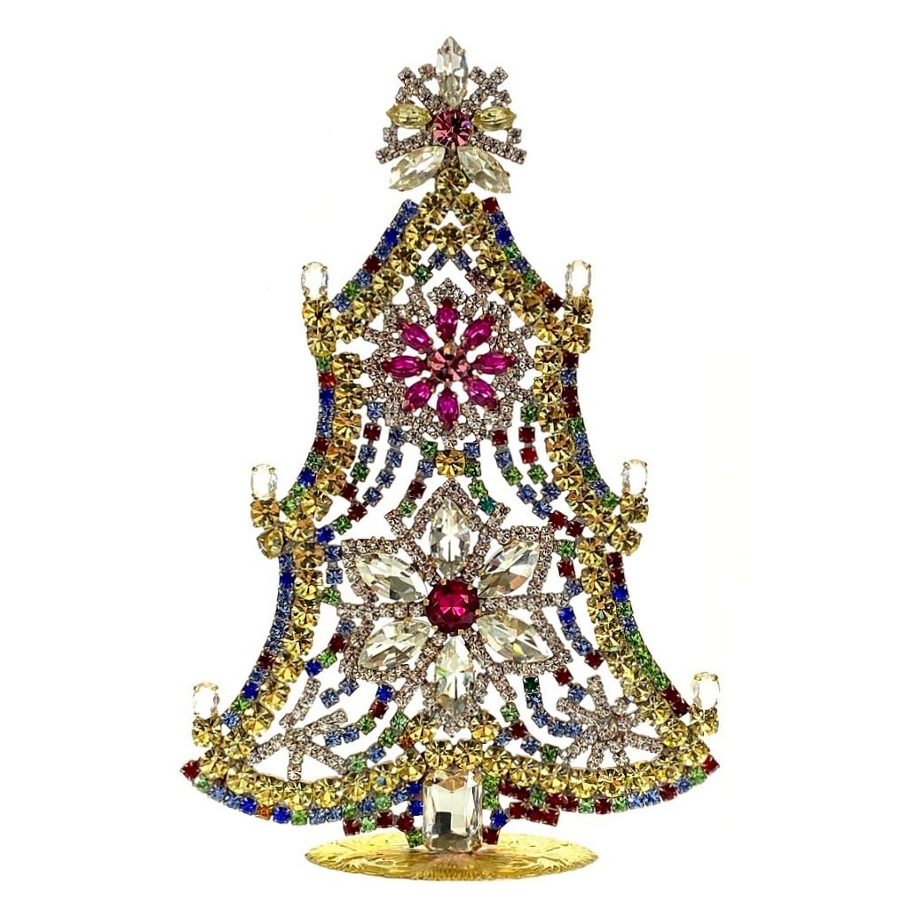 Vintage Rhinestones Standing Decorative Ornament Large Christmas Tree (1 of 2)