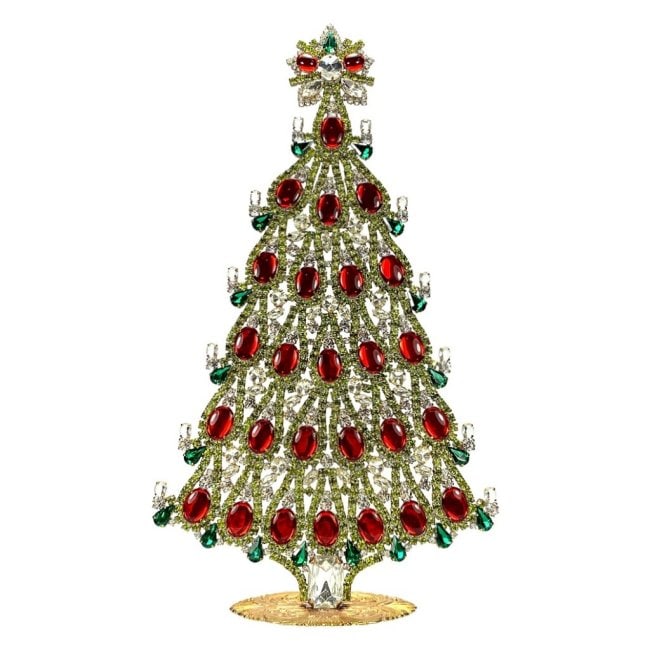 Vintage Rhinestones Standing Decorative Ornament Large Christmas Tree (1 of 2)