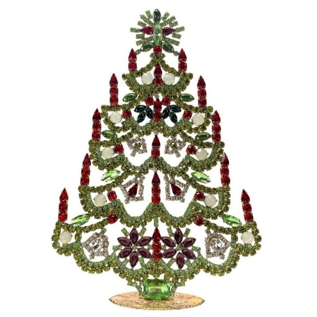 Vintage Rhinestones Standing Decorative Ornament Collectible Large Christmas Tree Icon: Vintage Standing Christmas Tree. Made in Czechoslovakia. Excellent condition. No missing stones. No damage. Height 8 '' ( 20 cm ), Width 8 '' ( 20 cm ). Fast delivery time worldwide: 2-6 days.