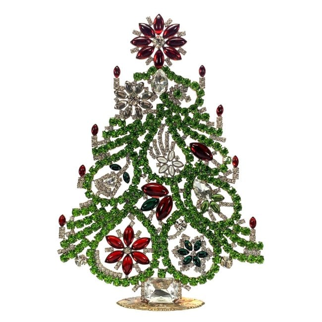 Vintage Rhinestones Standing Decorative Ornament Collectible Large Christmas Tree Icon: Vintage Standing Christmas Tree. Made in Czechoslovakia. Excellent condition. No missing stones. No damage. Height 8 '' ( 20 cm ), Width 8 1/2 '' ( 22 cm ). Fast delivery time worldwide: 2-6 days.