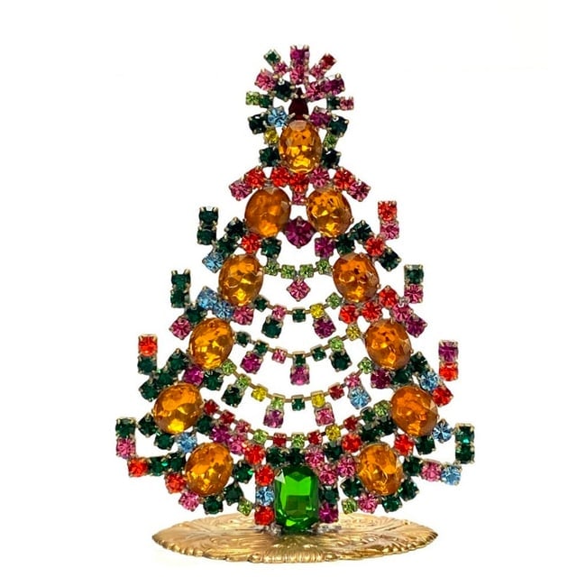 Vintage Czechoslovakian Rhinestones Standing Christmas Tree Small (1 of 2)