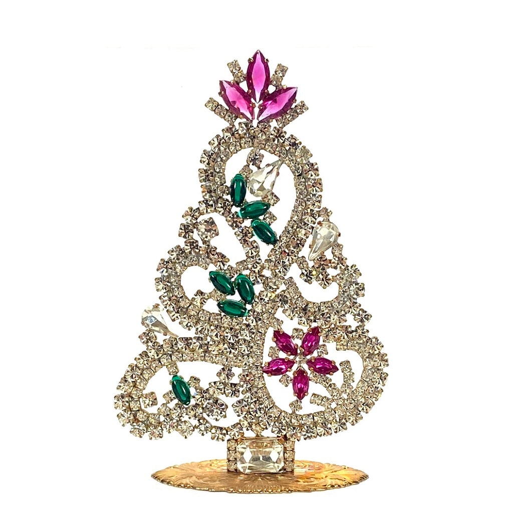 Vintage Czechoslovakian Rhinestones Standing Christmas Tree Small (1 of 2)