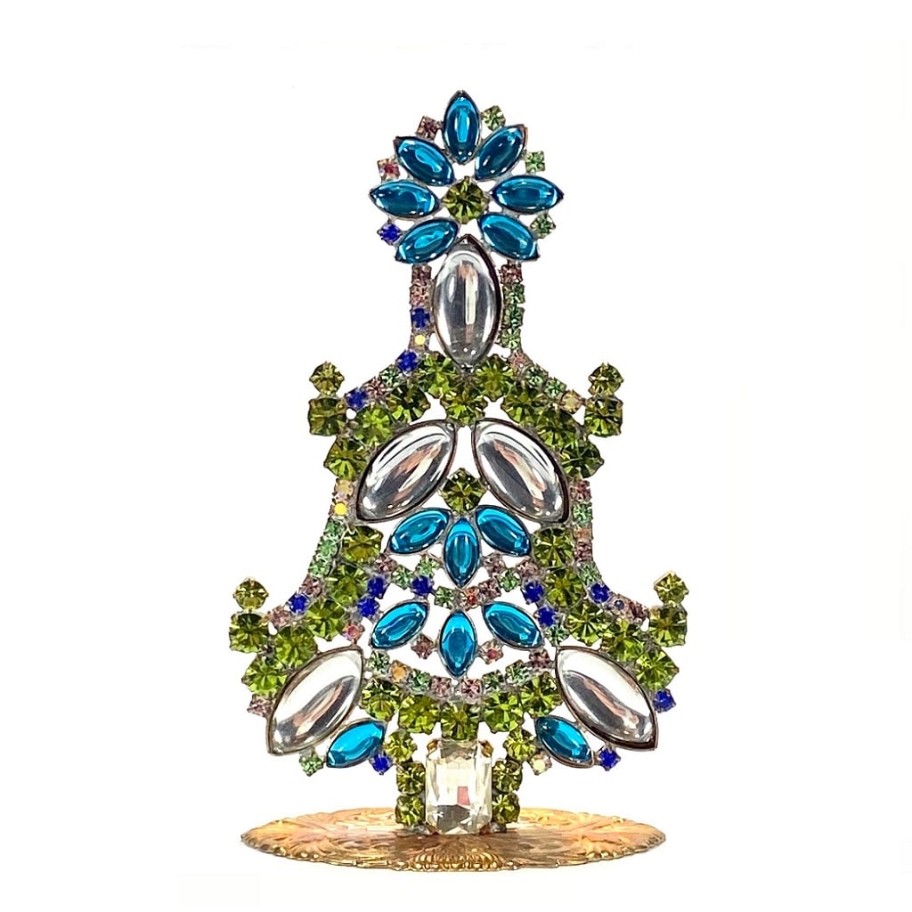 Vintage Czechoslovakian Rhinestones Standing Christmas Tree Small (1 of 2)