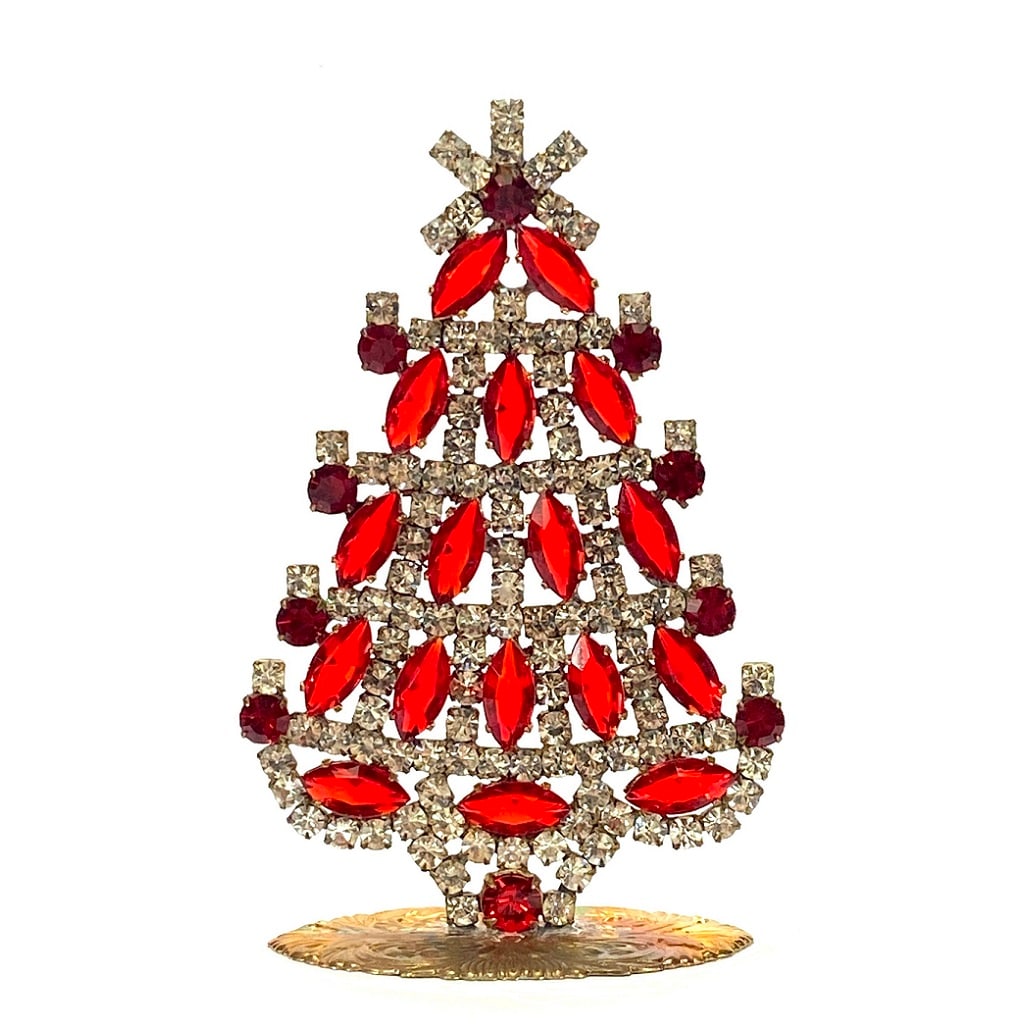 Vintage Czechoslovakian Rhinestones Standing Christmas Tree Small (1 of 2)