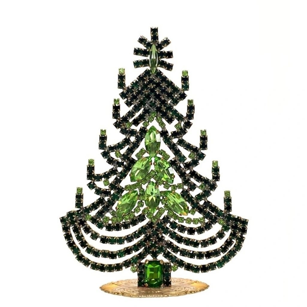 Vintage Czechoslovakian Rhinestones Standing Christmas Tree Small (1 of 2)
