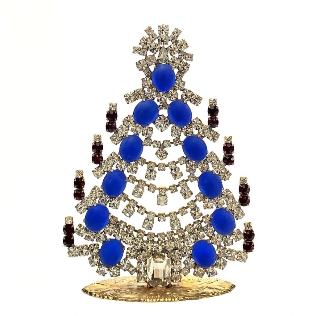 Vintage Czechoslovakian Rhinestones Standing Christmas Tree Small (1 of 2)