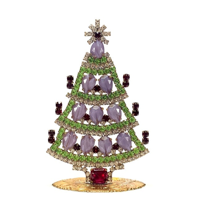 Vintage Czechoslovakian Rhinestones Standing Christmas Tree Small (1 of 2)