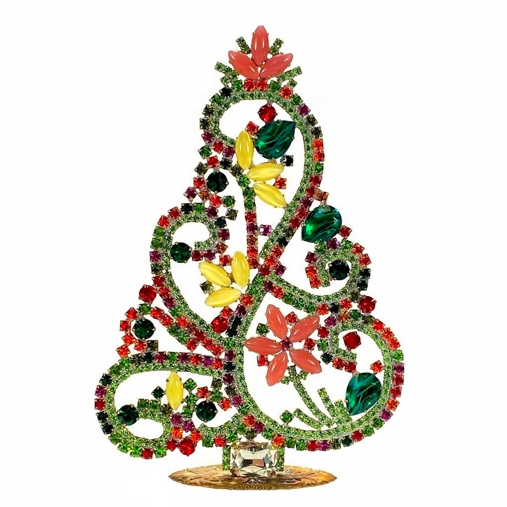 Vintage Rhinestones Standing Decorative Ornament Large Christmas Tree (1 of 1)