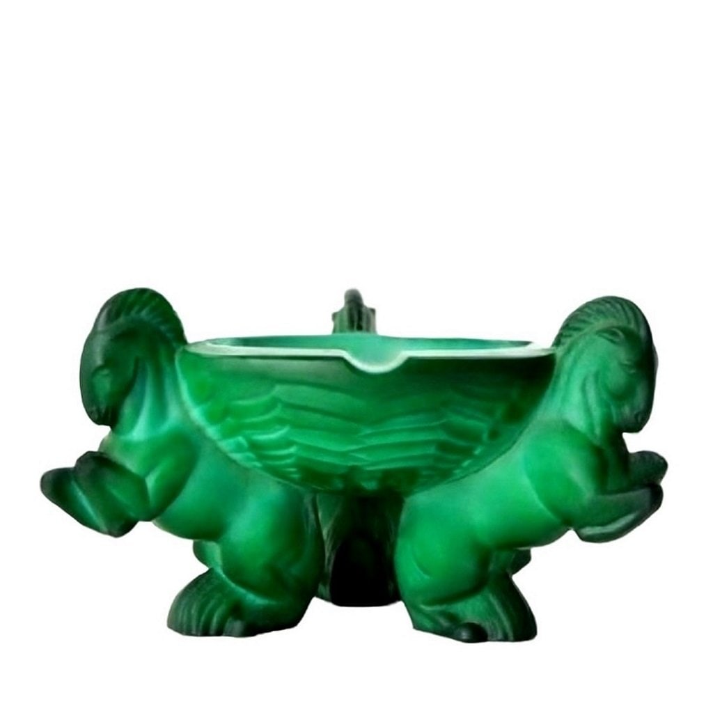 Timeless Design Art Deco Jade Malachite Glass Ashtray 1930' H.Hoffmann (1 of 3)