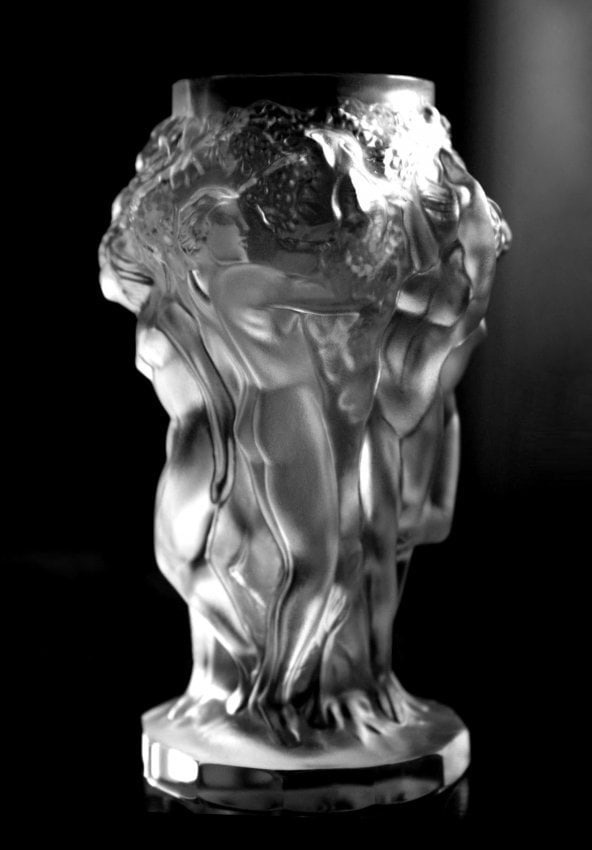 Art Deco Satin Clear Glass Vase 1930' H.Hoffmann by Lalique: This piece is a great addition to collection or a great gift. Timeless design - Top Qality Art Deco Collectible Clear Frosted Glass Vase. This piece was made in Bohemia from ORIGINAL antique vintage m