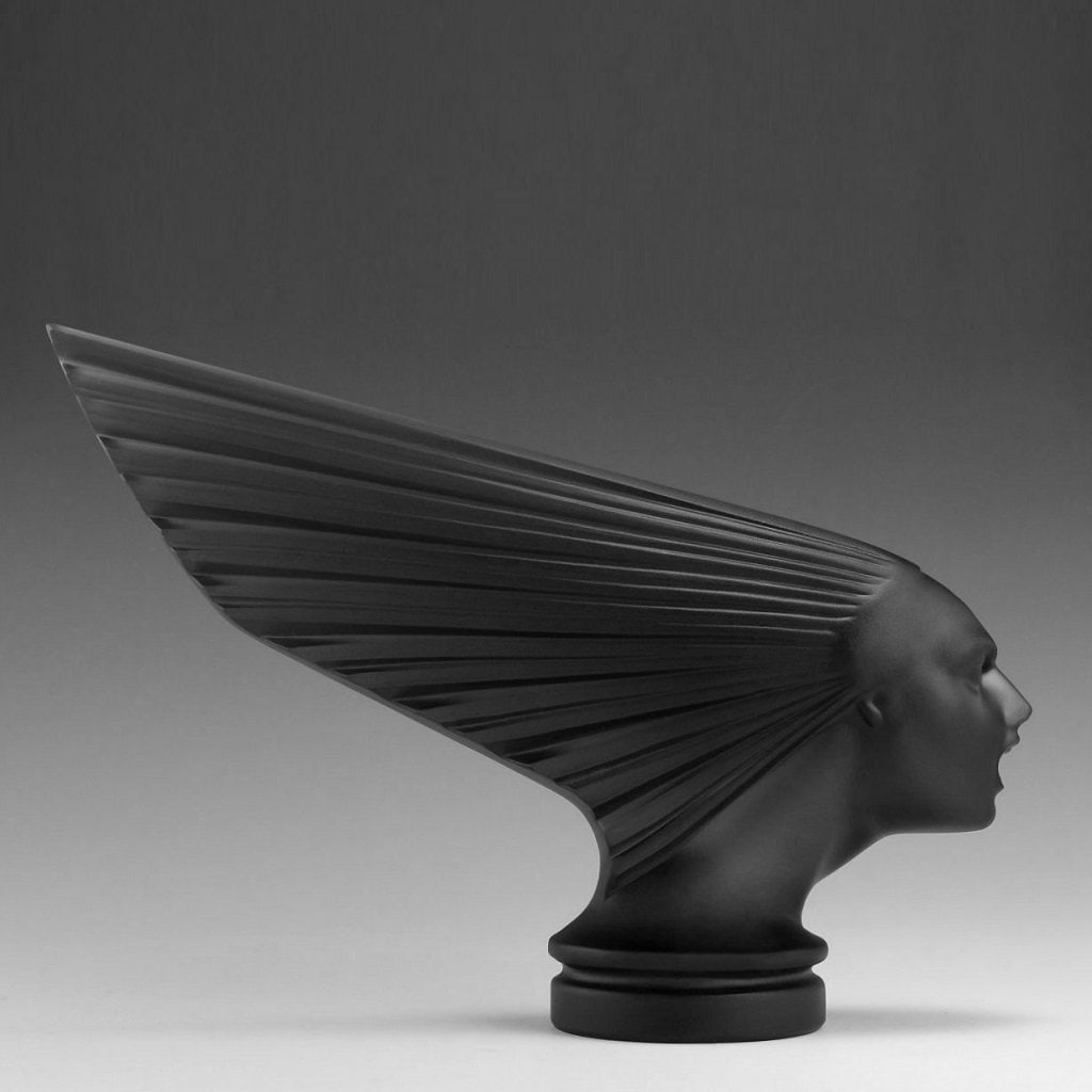 Art Deco Black Glass ' Spirit Of The Wind ' Hood Ornament ' Victoire ' 1930 H.Hoffmann by Lalique: This piece is a great addition to collection or a great gift. Art Deco Black Glass Collectible Sculpture ' Victoire ' Hood Ornament, Car Mascot. Very beautiful decoration. It is breathtaking high qual
