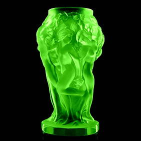Art Deco Vase Rare Green Uranium Glass 1930' H.Hoffmann by Lalique (1 of 4)