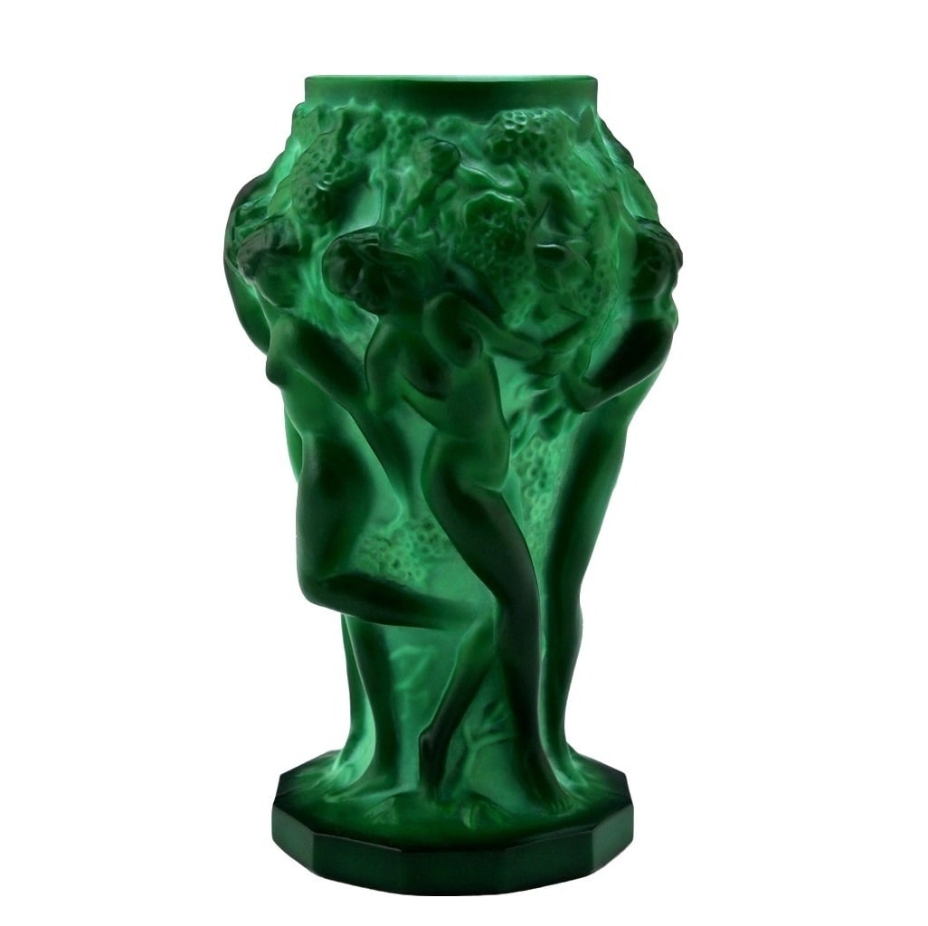 Art Deco Malachite Jade Glass Decorative Vase 1930' H.Hoffmann by Lalique (1 of 5)