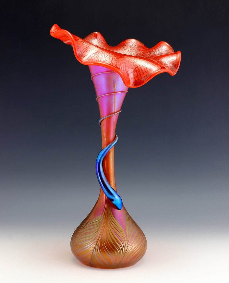 Glamorous Art Nouveau Iridescent Glass Vase (1 of 2)