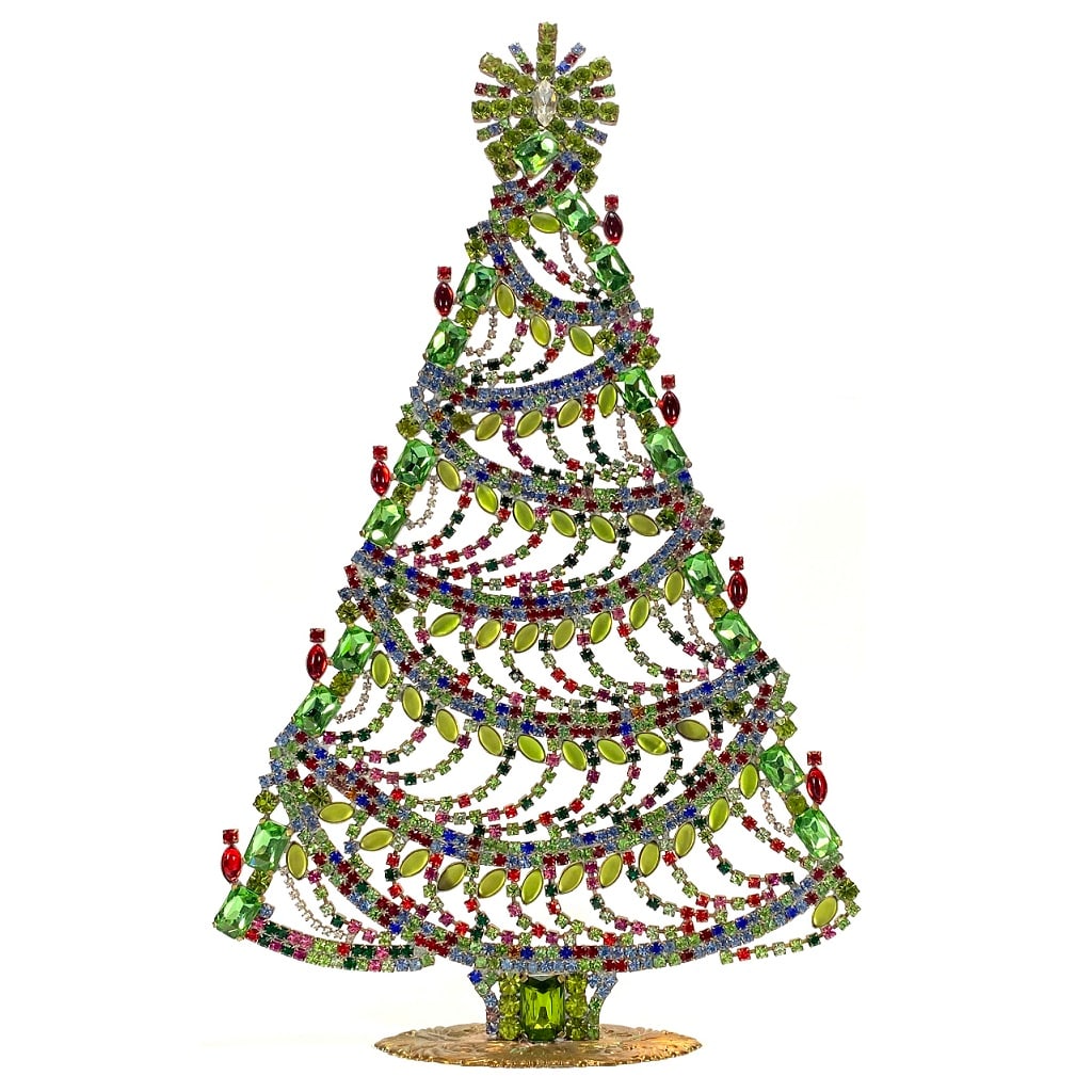 Vintage Rhinestones Standing Decorative Ornament Extra Large Christmas Tree Icon (1 of 2)