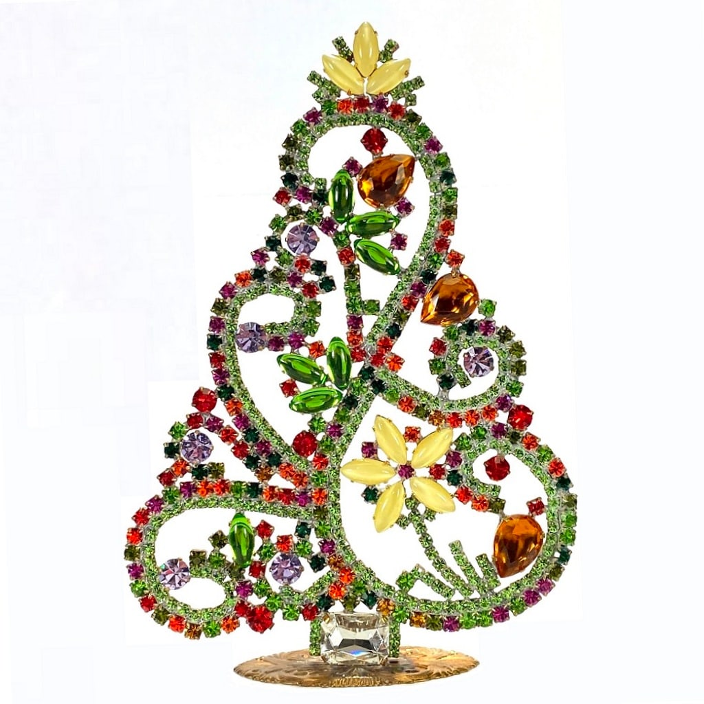 Vintage Rhinestones Standing Decorative Ornament Large Christmas Tree Icon (1 of 2)