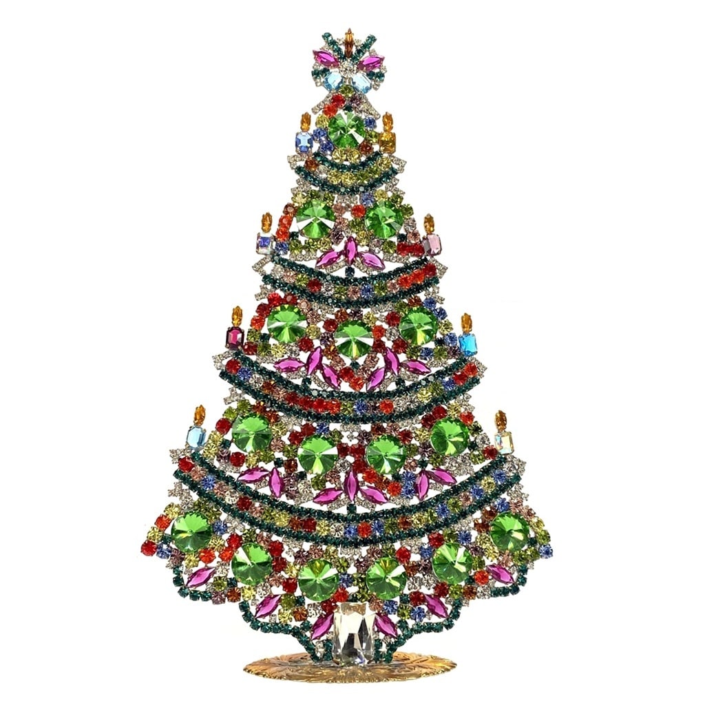 Vintage Rhinestones Standing Decorative Ornament Extra Large Christmas Tree: Vintage Standing Christmas Tree. Made in Czechoslovakia. Excellent condition. No missing stones. No damage. It measures approximately 12 " ( 30 cm ). Fast delivery time worldwide: 2-4 days.