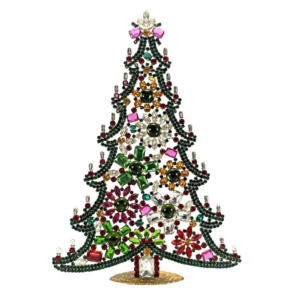 Vintage Rhinestones Standing Decorative Ornament Extra Large Christmas Tree: Vintage Standing Christmas Tree. Made in Czechoslovakia. Excellent condition. No missing stones. No damage. It measures approximately 12 1/2" ( 32 cm ). Fast delivery time worldwide: 2-4 days.