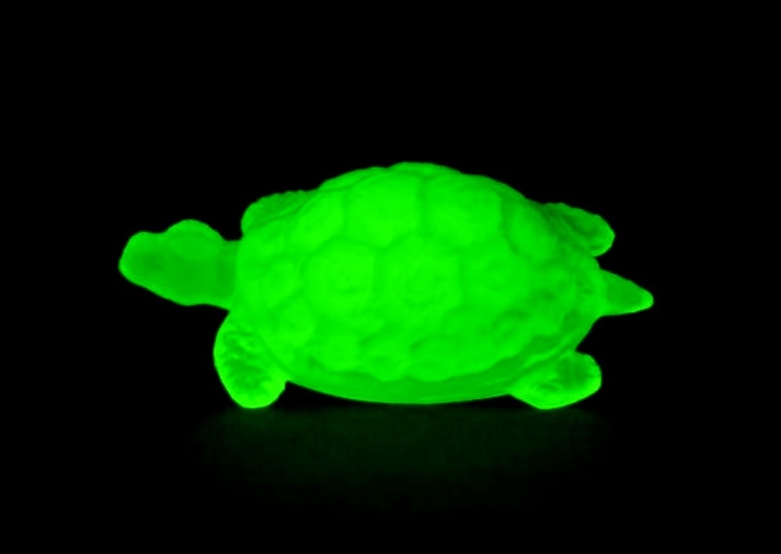 Collectible Uranium Glass ' Turtle ' Figurine: Top Qality Art Deco Uranium Glass Figurine. This piece was made in Bohemia from the ORIGINAL antique vintage molds that was used back in 1930's. It is BREATHTAKING high quality satin finish glass figu
