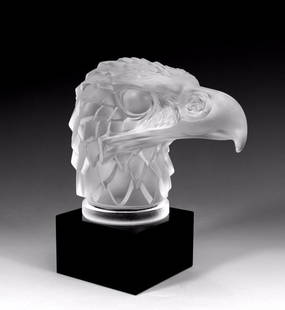 Art Deco Hood Ornament ' Head Eagle ' Collectible Glass Sculpture 1930' H.Hoffmann by Lalique: This piece is a great addition to collection or a great gift. Timeless design - Top Qality Art Deco Collectible Glass Car Mascot, Hood Ornament ' Head Eagle' Statue. This piece was made in Bohemia fro