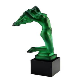 Art Deco Sculpture ' Chrysis ' Malachite Jade Glass Hood Ornament 1930' H.Hoffmann (1 of 5)