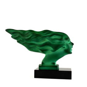 Art Deco Malachite Jade Sculpture ' Speed Girl ' Car Mascot 1930' H.Hoffmann Collectible Glass (1 of 5)