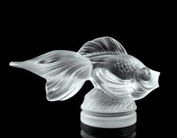 French Art Deco Figurine Satin Glass ' Fish ' 1930 H.Hoffmann (1 of 5)