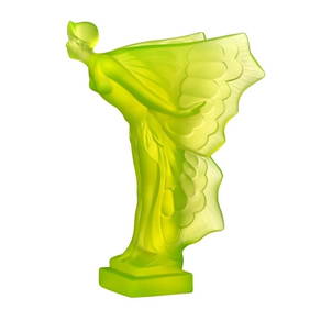 Art Deco Vaseline Uranium Glass Rolls Royce ' Flying Lady ' 1930' H.Hoffmann Sculpture (1 of 6)