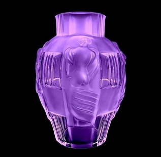 Art Deco Alexandrite Collectible Glass Large Vase 1930' H.Hoffmann: Top Quality Alexandrite Glass Vase with raised figures of revelling bacchantes around the full circumference exhibiting excellent colour and detail. This piece was made in Bohemia from ORIGINAL antiqu
