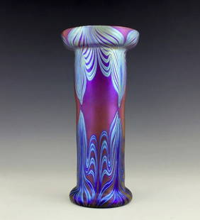 Glamorous Art Nouveau Iridescent Glass Vase: This piece is a great addition to collection or a great gift. Art Nouveau Iridescent Art Glass Vase Loetz or Tiffany Studios Decor. Extraordinary beautiful piece of the finest quality glass. Without s