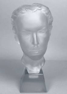 Glamorous Art Deco XLarge Bust Ingrid Glass 1930' H.Hoffmann: Top Quality Art Deco Bust Sculpture. It is breathtaking high quality satin finish glass in stylish Art Deco design. This piece was made in Bohemia from the ORIGINAL antique vintage molds that was used