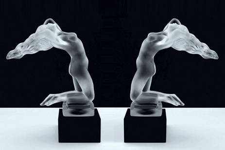 Bookends France Art Deco Collectible Glass 1930' H.Hoffmann: These 2 figurines is a great addition to collection or a great gift. Timeless design - Top Qality Art Deco Glass Figurines. These glass scultures was made in Bohemia from the ORIGINAL antique vintage