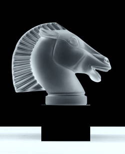 Art Deco Collectible Glass ' Head Horse ' Hood Ornament ' Longchamp ' 1930' H.Hoffmann By Lalique: This piece is a great addition to collection or a great gift. Timeless design - Top Qality Art Deco Glass Car Mascot, Hood Ornament Figurine. This piece was made in Bohemia from the ORIGINAL antique v