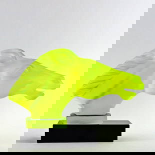 Art Deco Vaseline Uranium Glass ' Head Horse ' Hood Ornament Sculpture 1930' H.Hoffmann: This piece is a great addition to collection or a great gift. Timeless design - Top Qality Art Deco Vaseline Art Glass Car Mascot ' Head Horse ' Hood Ornament, Emblem , Figurine. This piece was made i
