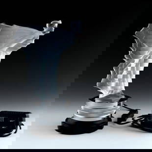 Art Deco Glass on Illuminated Base Rolls Royce Hood Ornament H.Hoffmann: Automotive collector's item - illuminated Base + Rolls Royce Hood Ornament + Wood Pedestal. This item is a great addition for your home, office or as a wonderful decoration on the hood of your classic