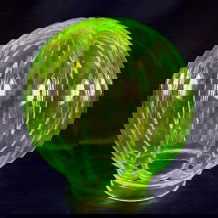 Uranium Glowing Glass Lamp Shade for Vintage Lamps: Uranium Glowing Glass Lamp Shade for Vintage Lamps. Rare Lamp Shade - Uranium Glass. Condition: Excellent. The glass shade has no chips or cracks. Dimensions: All dimensions are in the picture.