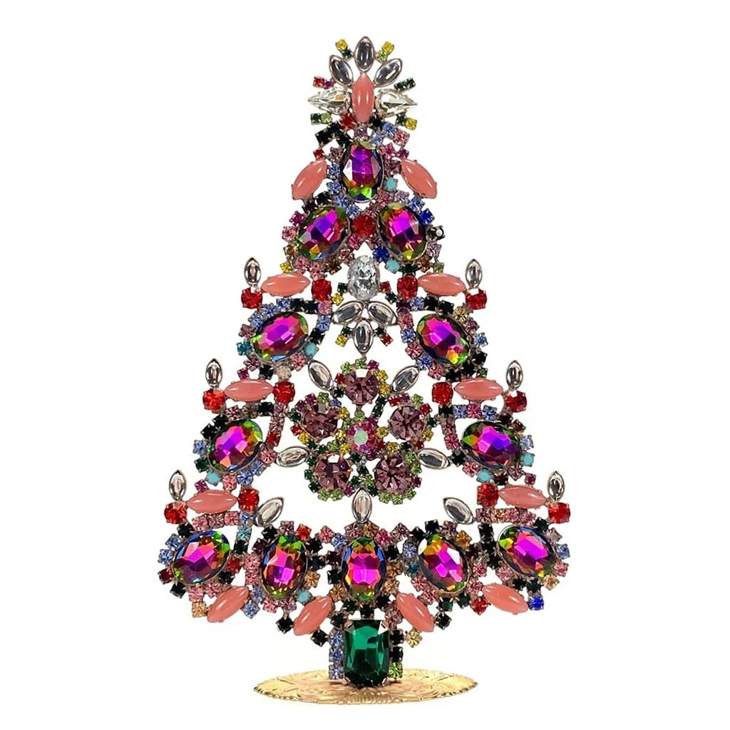 Vintage Rhinestones Standing Decorative Ornament Large Christmas Tree: Vintage Standing Christmas Tree. Made in Czechoslovakia. Excellent condition. No missing stones. No damage. Height 8 '' ( 20 cm ). Fast delivery time worldwide: 2-4 days.