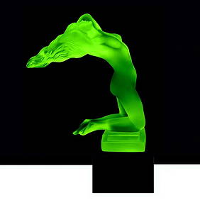 Art Deco Sculpture ' Chrysis ' Rare Green Uranium Glass Hood Ornament 1930' H.Hoffmann by Lalique (1 of 3)