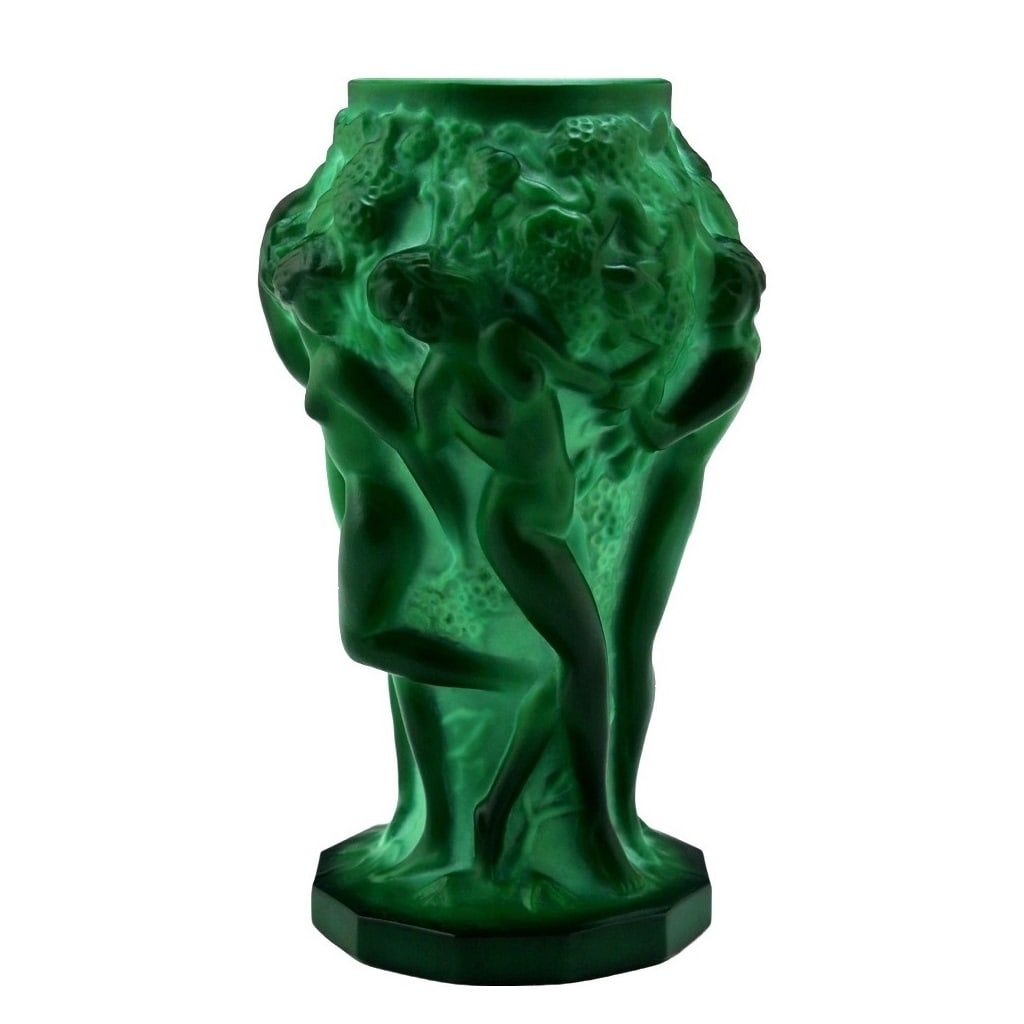 Art Deco Vase Jade Malachite Glass Sculpture 1930' H.Hoffmann By Lalique: This piece is a great addition to collection or a great gift. Timeless design - Top Qality Art Deco Jade Malachite Glass Vase. This piece was made in Bohemia from ORIGINAL antique vintage molds that w