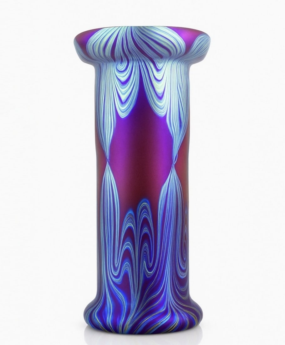 Art Nouveau Iridescent Glass Vase Glamorous Loetz or Tiffany Studios Decor (1 of 2)